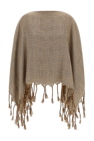 Лляне пончо коричневого кольору BRUNELLO CUCINELLI MSCDVSP05CRQ58