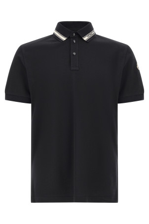Поліестерна сорочка-поло з жакардовим логотипом, синя MONCLER L10918A000228472077X