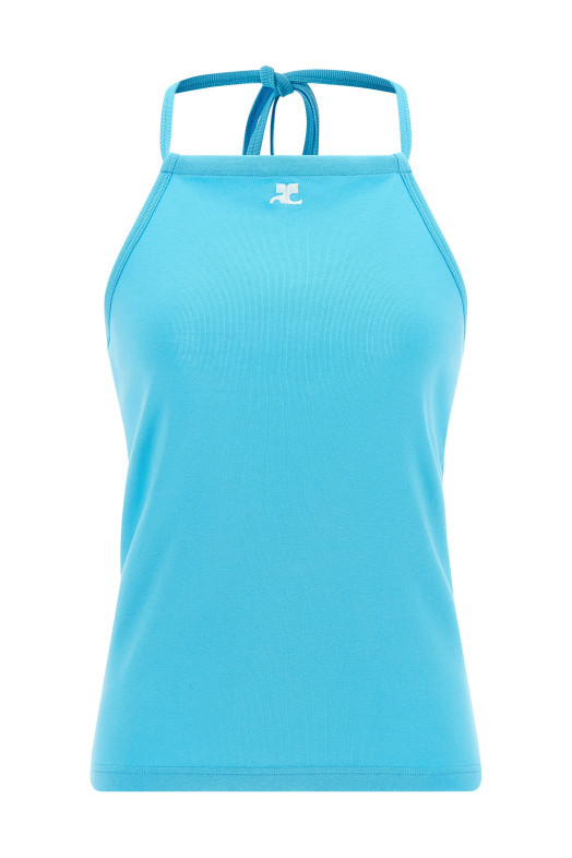 Logo embroidery tank top BLUE