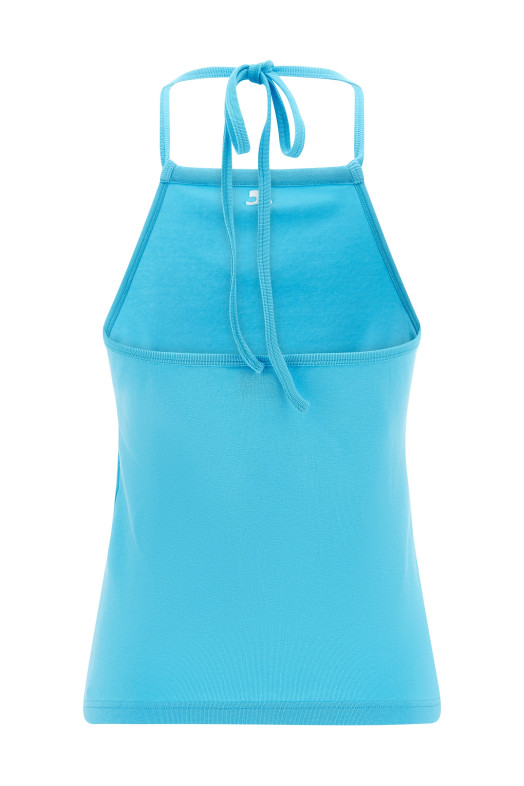 Logo embroidery tank top BLUE