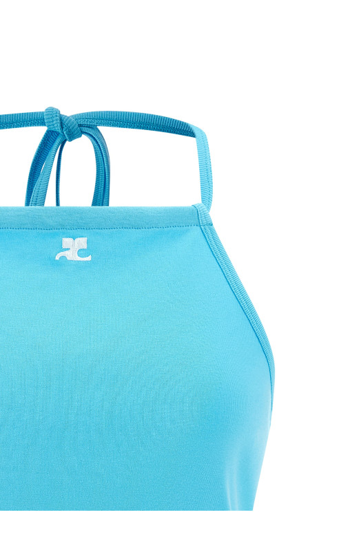 Logo embroidery tank top BLUE