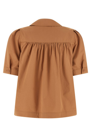 Logo embroidery shirt  Brown