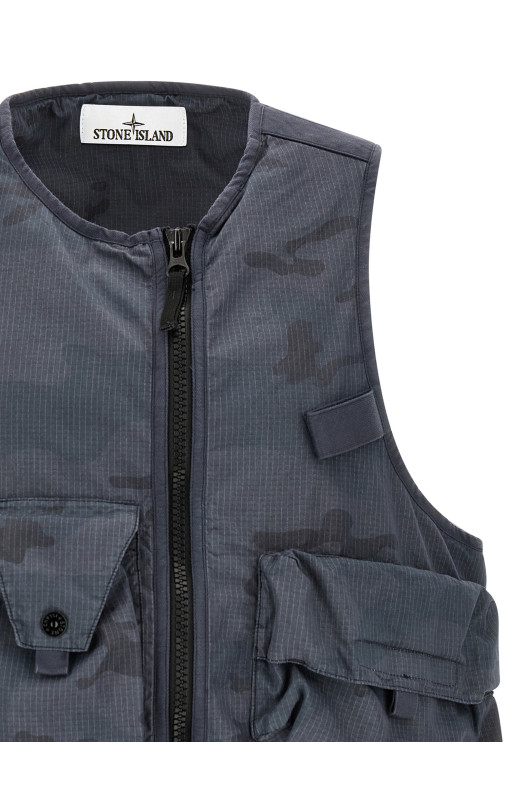 Камуфляжный жилет синего цвета STONE ISLAND L1S15G100006S00E9V002D