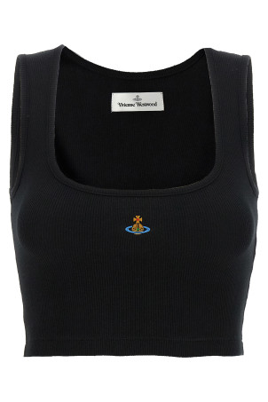 'Cropped Rib' top Black