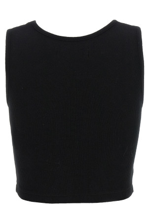 'Cropped Rib' top Black