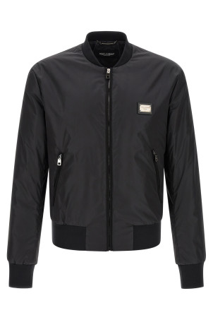 Logo plaque bomber jacket Black