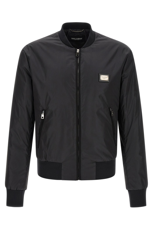 Logo plaque bomber jacket Black
