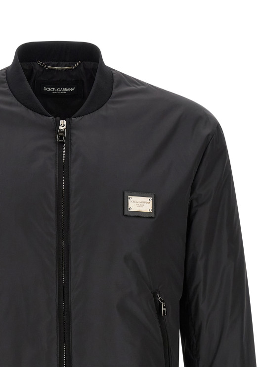 Logo plaque bomber jacket Black