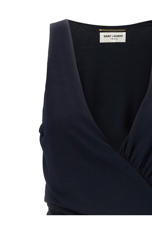 Платье из джерси, синее SAINT LAURENT 776444Y3I394140