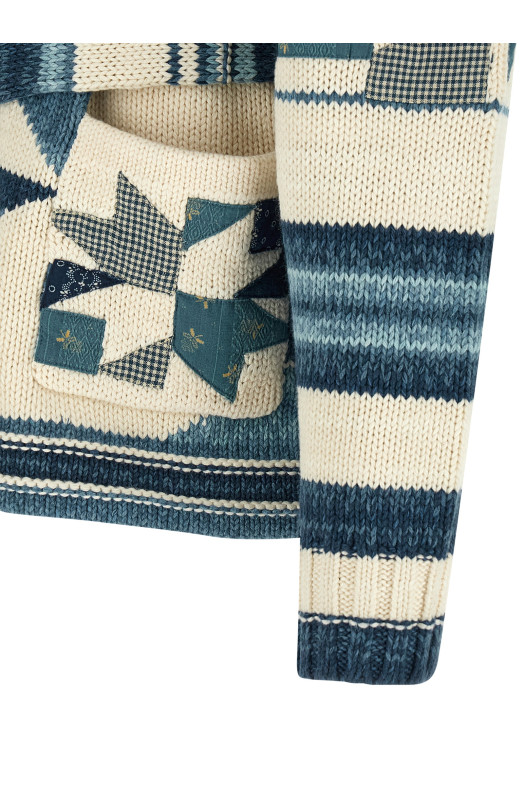 Patchwork cardigan Blue