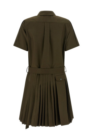 Pleated chemisier dress Green