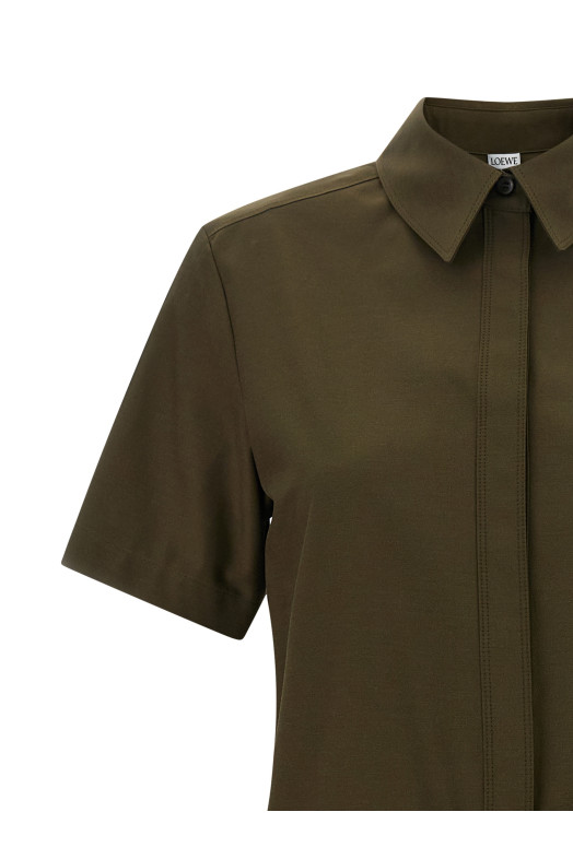 Pleated chemisier dress Green