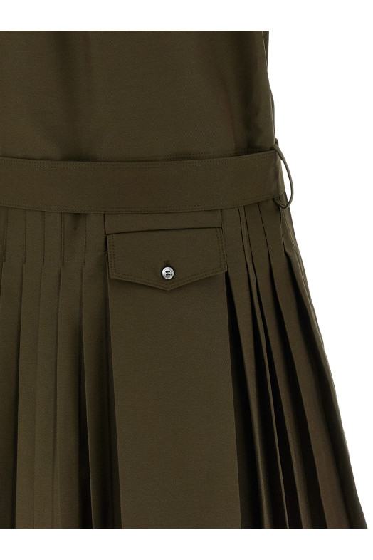 Pleated chemisier dress Green