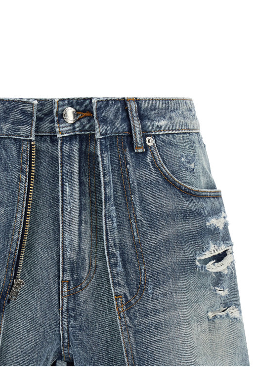 Double layer denim skort BLUE