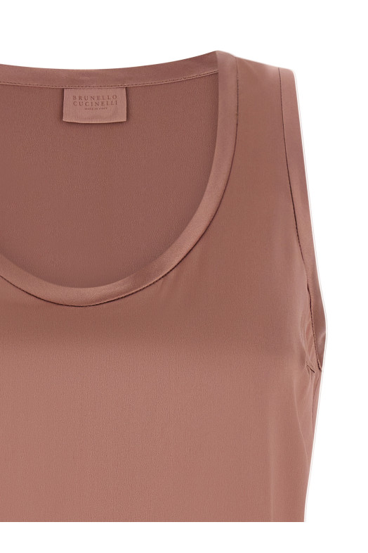 Атласный топ розового цвета BRUNELLO CUCINELLI M0C59E0600C8691