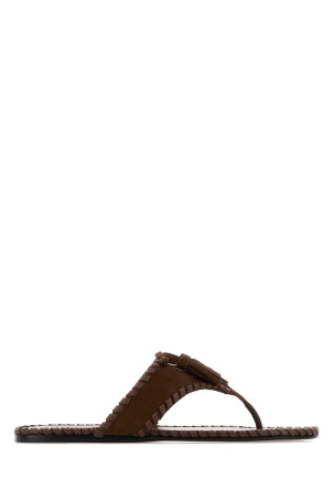 Brown suede thong slippers PRADA (1Y389OF005008)