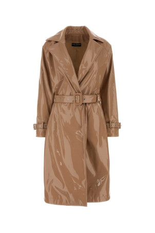 Skin pink synthetic leather trench coat DOLCE & GABBANA (F0W3WTFUSW7)