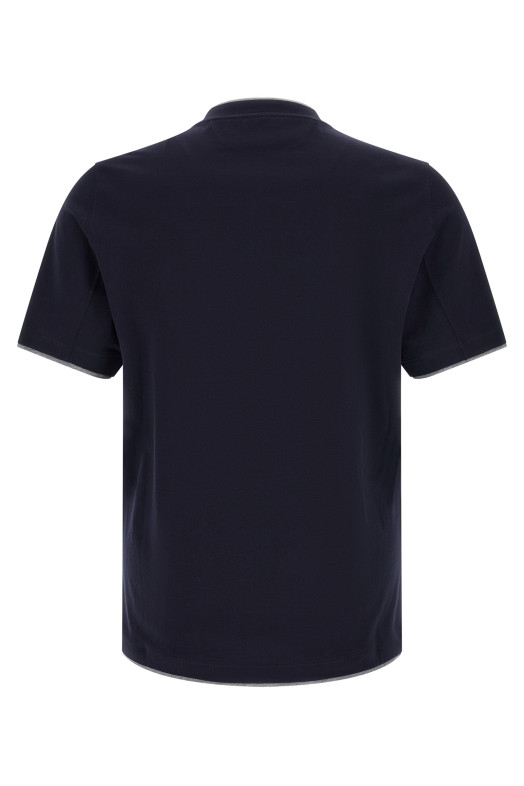 Двухслойная футболка синего цвета BRUNELLO CUCINELLI M0B137427CD325