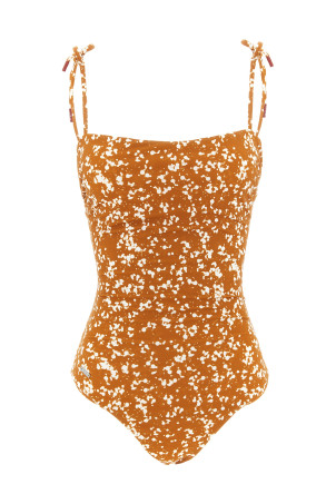 Цельный купальник с открытыми плечами, коричневый KITON D55770K0868G03001