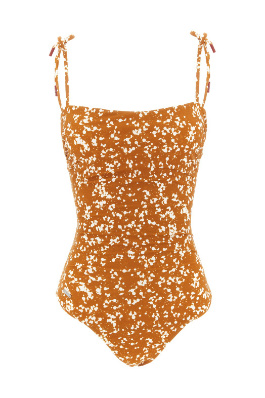 Цельный купальник с открытыми плечами, коричневый KITON D55770K0868G03001