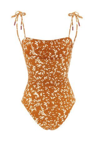 Цельный купальник с открытыми плечами, коричневый KITON D55770K0868G03001