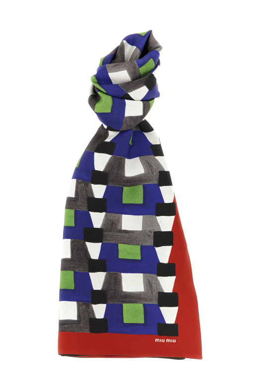 Шёлковый шарф среднего размера, многоцветный MIU MIU 5FF0652IG3F0PTA