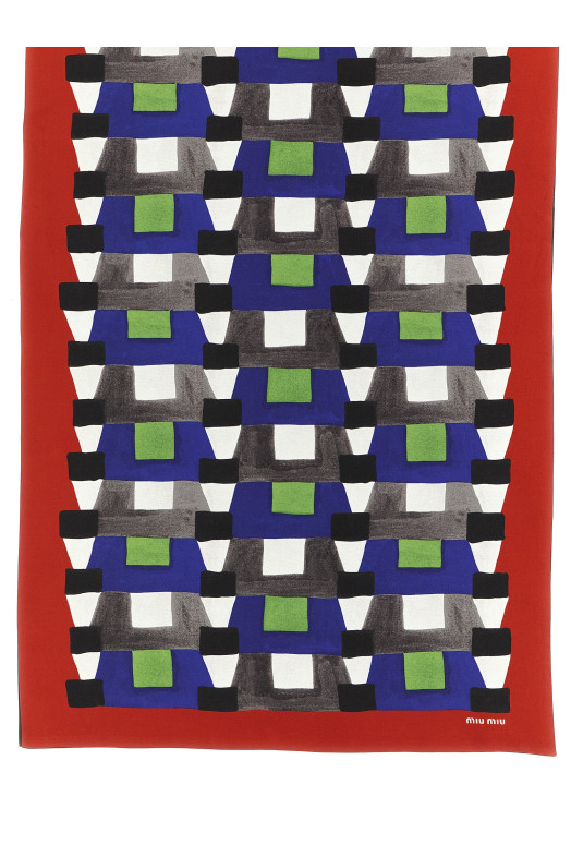 Шёлковый шарф среднего размера, многоцветный MIU MIU 5FF0652IG3F0PTA