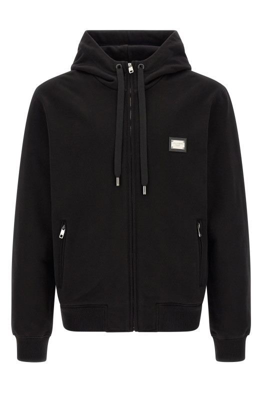 Толстовка с логотипом на груди, черная DOLCE & GABBANA G9ABITG7P1CN0000