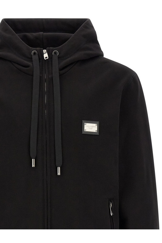 Толстовка с логотипом на груди, черная DOLCE & GABBANA G9ABITG7P1CN0000
