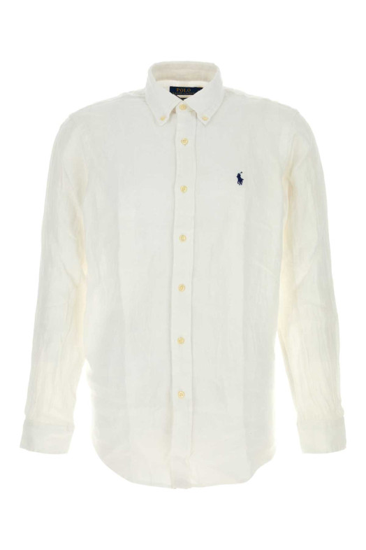 Белая льняная рубашка POLO RALPH LAUREN (710966294)