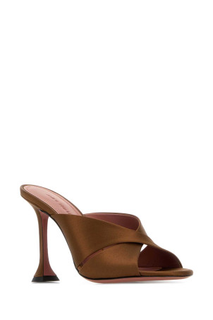 Brown satin Salma mules AMINA MUADDI (SALMASLIPPER95)