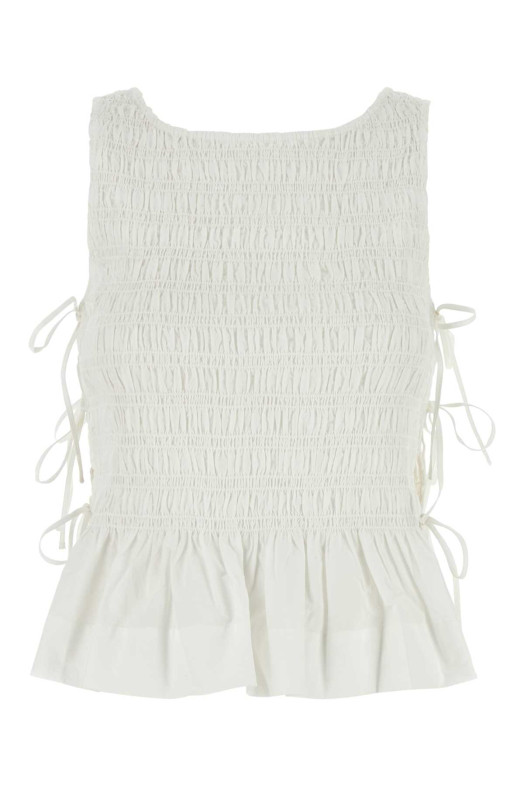 Белый хлопковый топ Blue GANNI (W0886)