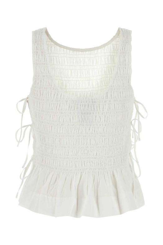 Белый хлопковый топ Blue GANNI (W0886)