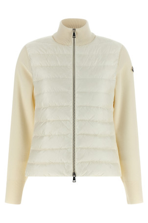 Two-material cardigan White