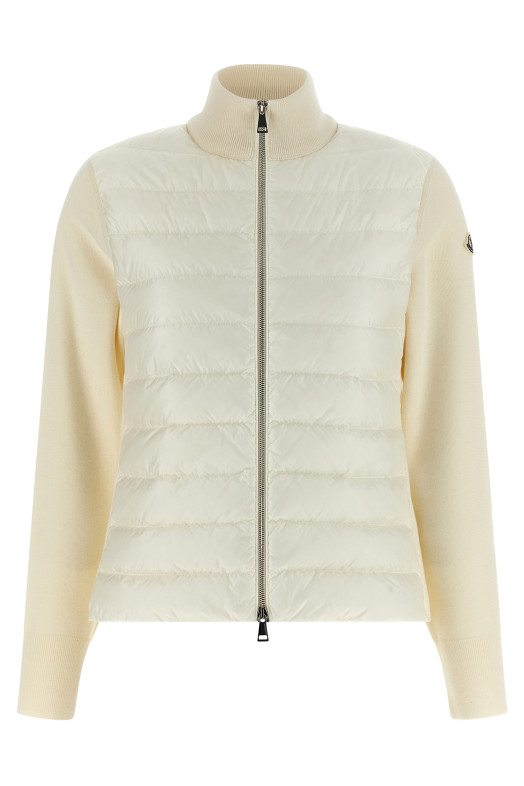 Two-material cardigan White