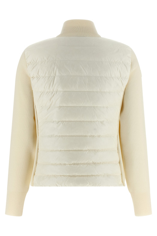 Two-material cardigan White