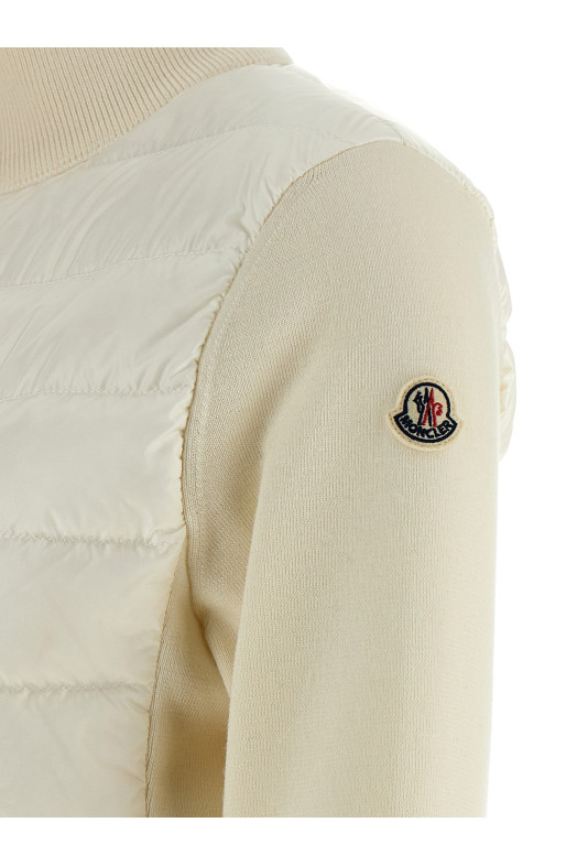 Two-material cardigan White