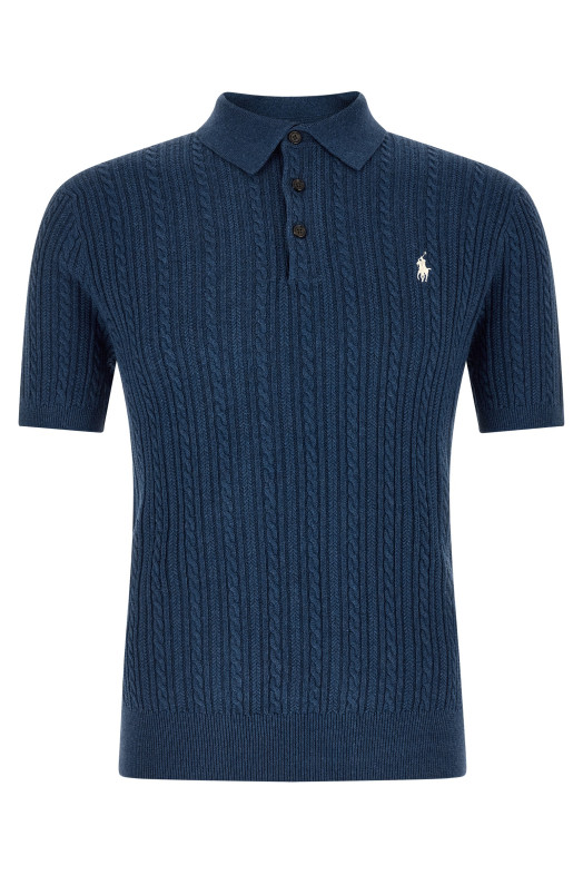 Braided polo sweater Blue