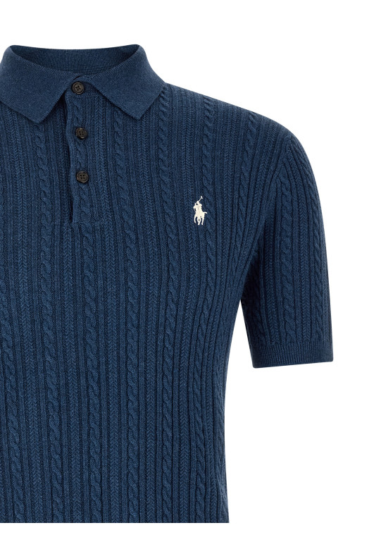 Braided polo sweater Blue