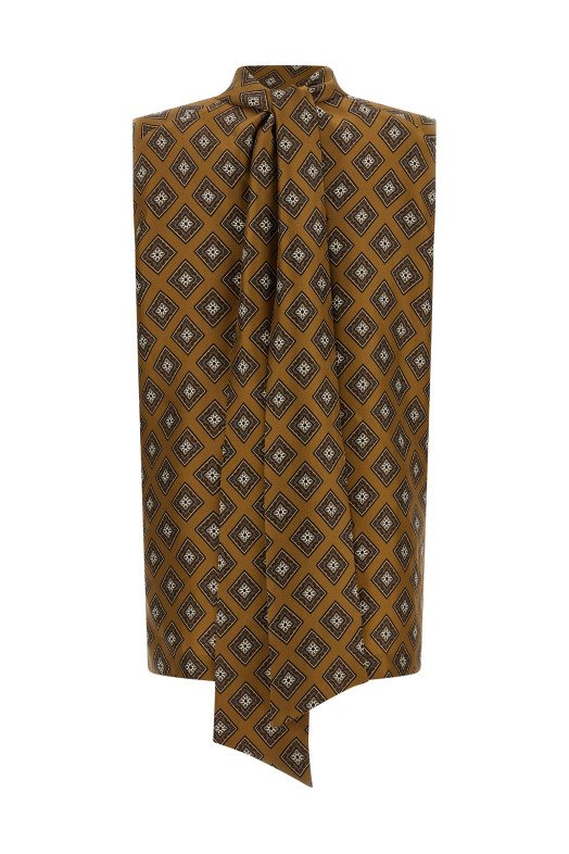 Tie print top Brown