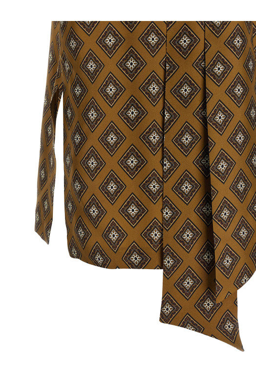 Tie print top Brown