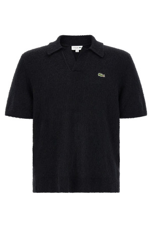 Поло из трикотажа букле, черного цвета LACOSTE AH0618350