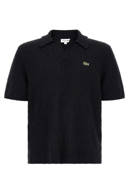 Bouclé knitted polo shirt Black