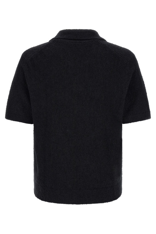 Bouclé knitted polo shirt Black