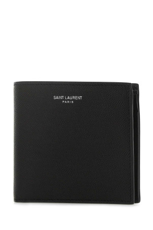 Чорний шкіряний гаманець Black SAINT LAURENT (396303BTY0N)