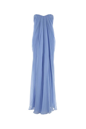 Light-blue silk long dress ALEXANDER MCQUEEN (842937QBABX)