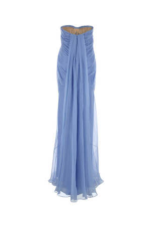 Light-blue silk long dress ALEXANDER MCQUEEN (842937QBABX)