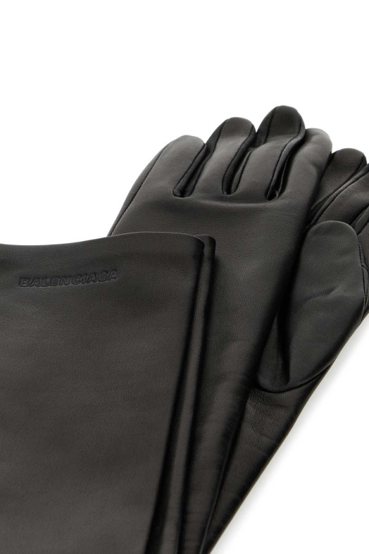Черные кожаные перчатки Black BALENCIAGA (8715814G3B7)