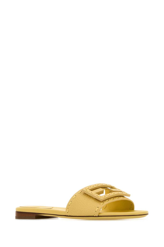 Yellow leather Baguette slippers FENDI (8R8136AQY2)