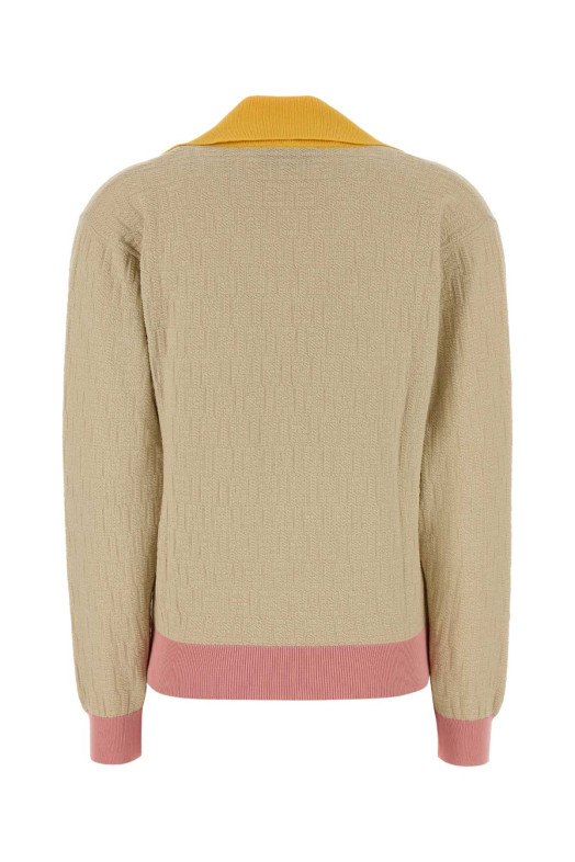 Поло из смесовой ткани с песочным оттенком FENDI (FZXE95AW4S)